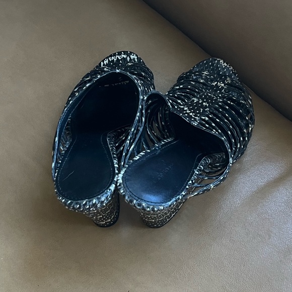 Calvin Klein Snakeskin Black and White Wedges Heels Strappy Sandals 6 - Picture 4 of 5